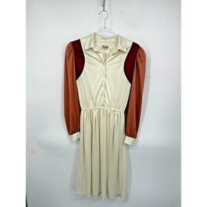 Vintage Teena Paige Fashions Shirt Dress Retro Empire Waist Colorblock Throwback